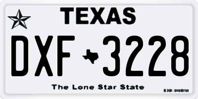 TX license plate DXF3228