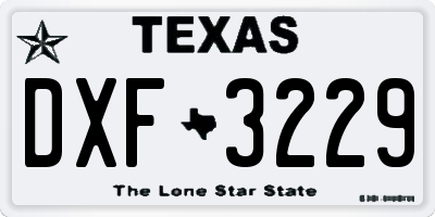 TX license plate DXF3229