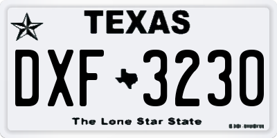 TX license plate DXF3230