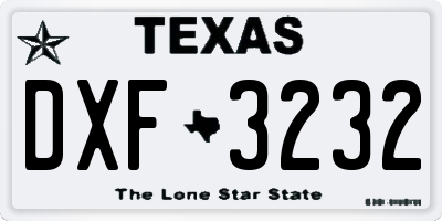 TX license plate DXF3232