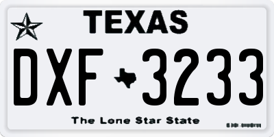 TX license plate DXF3233