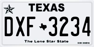 TX license plate DXF3234