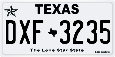 TX license plate DXF3235