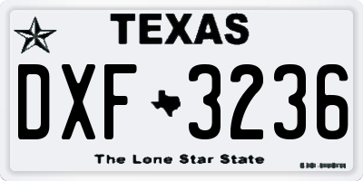 TX license plate DXF3236