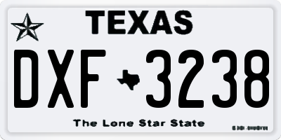 TX license plate DXF3238
