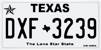 TX license plate DXF3239