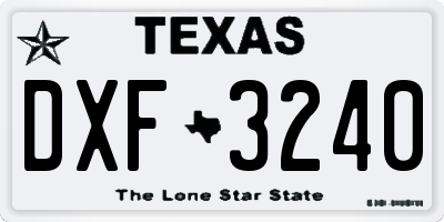 TX license plate DXF3240