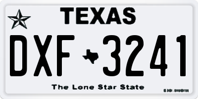 TX license plate DXF3241