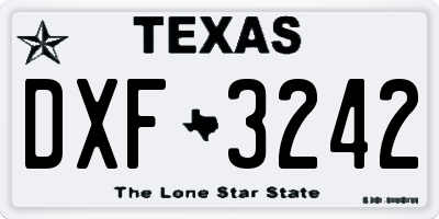 TX license plate DXF3242