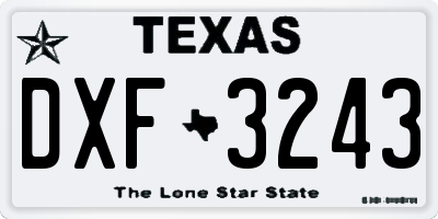 TX license plate DXF3243