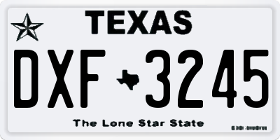 TX license plate DXF3245