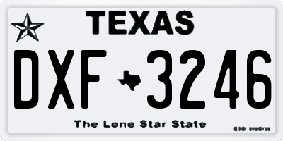 TX license plate DXF3246
