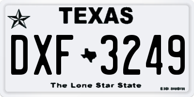 TX license plate DXF3249