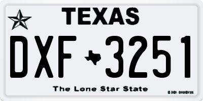 TX license plate DXF3251