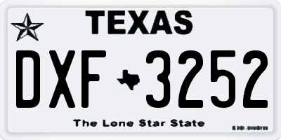 TX license plate DXF3252