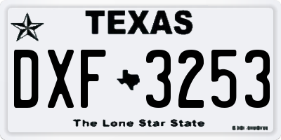 TX license plate DXF3253