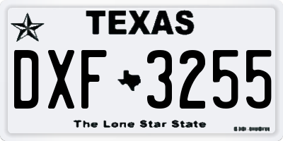 TX license plate DXF3255