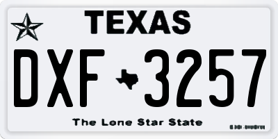 TX license plate DXF3257