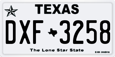 TX license plate DXF3258
