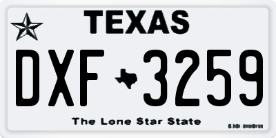 TX license plate DXF3259