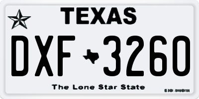 TX license plate DXF3260