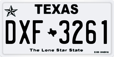 TX license plate DXF3261