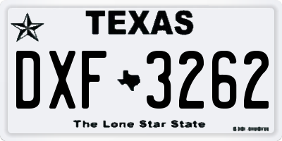 TX license plate DXF3262