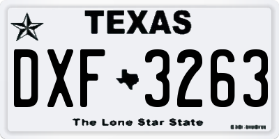 TX license plate DXF3263