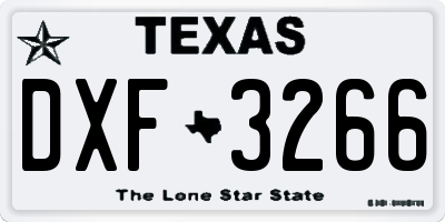 TX license plate DXF3266