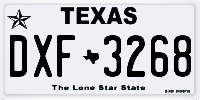 TX license plate DXF3268