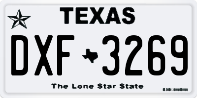 TX license plate DXF3269