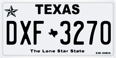 TX license plate DXF3270