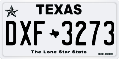 TX license plate DXF3273