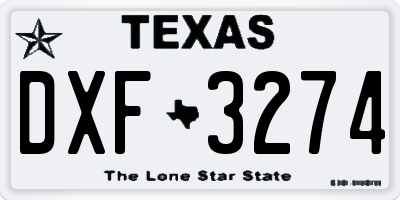 TX license plate DXF3274