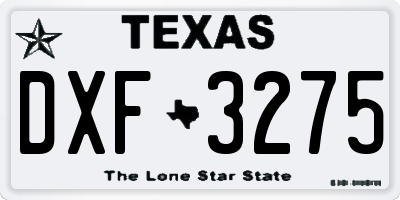 TX license plate DXF3275