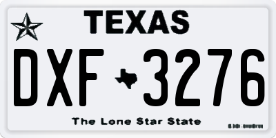 TX license plate DXF3276