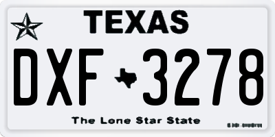 TX license plate DXF3278