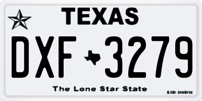 TX license plate DXF3279