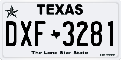 TX license plate DXF3281