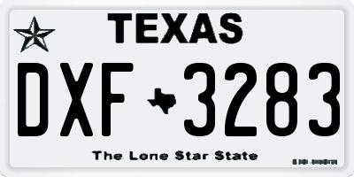 TX license plate DXF3283