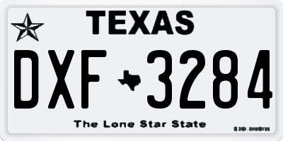 TX license plate DXF3284