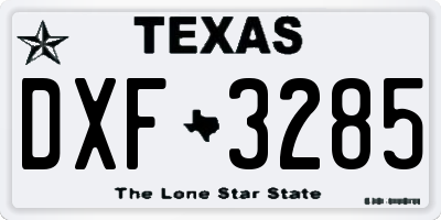 TX license plate DXF3285