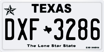 TX license plate DXF3286