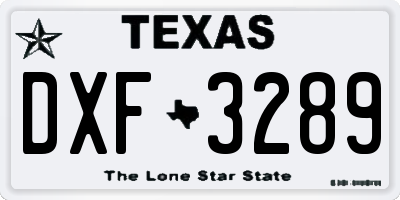 TX license plate DXF3289
