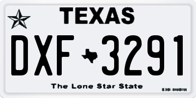 TX license plate DXF3291