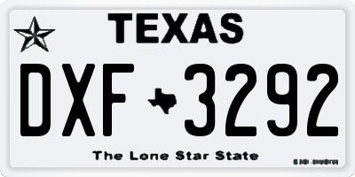 TX license plate DXF3292