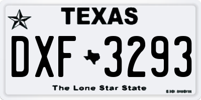 TX license plate DXF3293