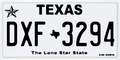 TX license plate DXF3294