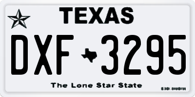 TX license plate DXF3295