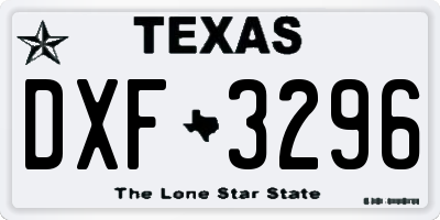 TX license plate DXF3296